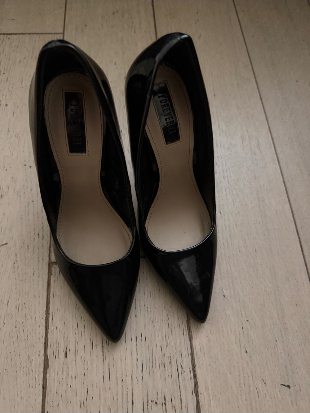 Forever 21 Black Patent Pointed Toe Pumps